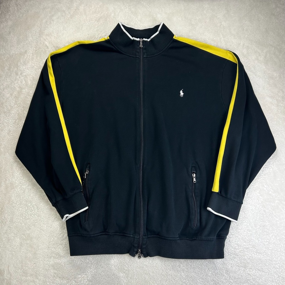 Polo Ralph Lauren Performance Track Jacket Mens 3XLT Black Yellow Full Zip